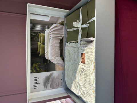 Комплект постільної білизни з пледом Pumila krem , євро, Nijuu home 0125 фото