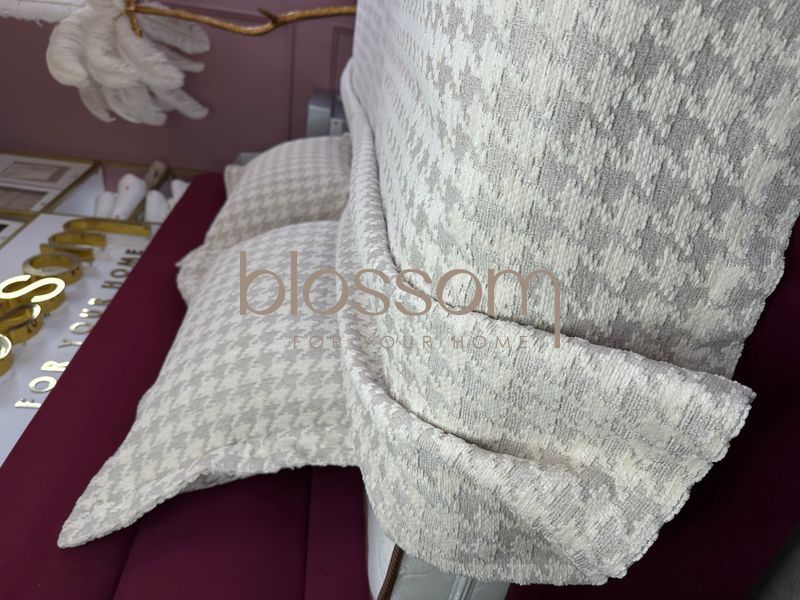 Комплект покривала з наволочками в принт гусячу лапку KYLIN bej,Tivolyo home 00938 фото