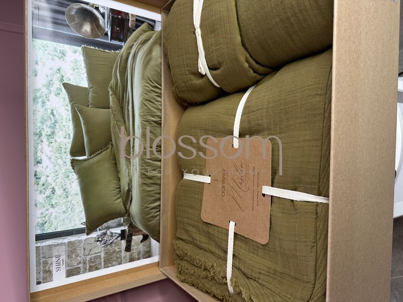 Мусліновий комплект постільної білизни Shine green, євро 1121 фото