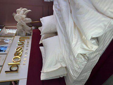 Комплект постільної білизни сатин в смужку Maison d'or, New rails ecru, євро розмір 104 фото