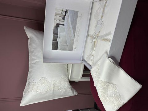 Комплект постільної білизни з вишивкою преміум сатин Pepper Home, ELIZA cream євро 6931 фото
