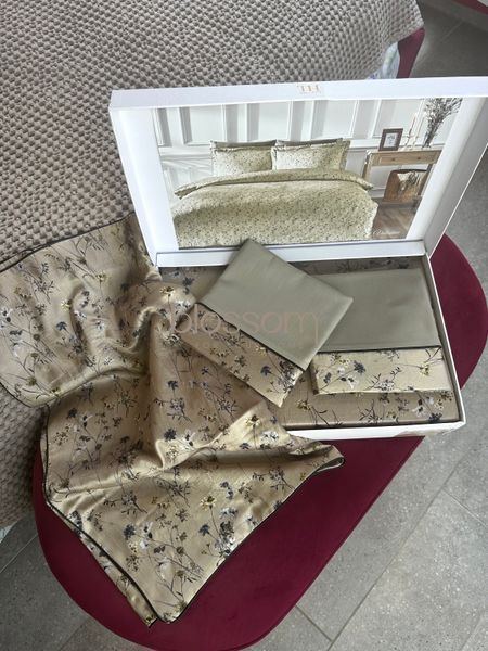 Комплект постельного белья шелк-сатин VALENTINE haki KRINKLE евро TIVOLYO HOME 11568 фото