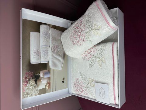 Комплект махрових рушників з вишивкою ORTANCA pembe, Tivolyo home 0243 фото