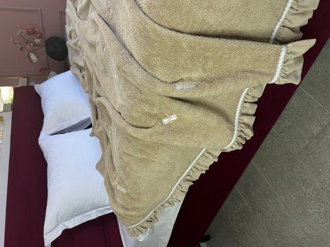 Махровое покрывало с вышивкой стрекозой LES AZZURES, bejge, 160*240, MAISON D'OR 0721 фото