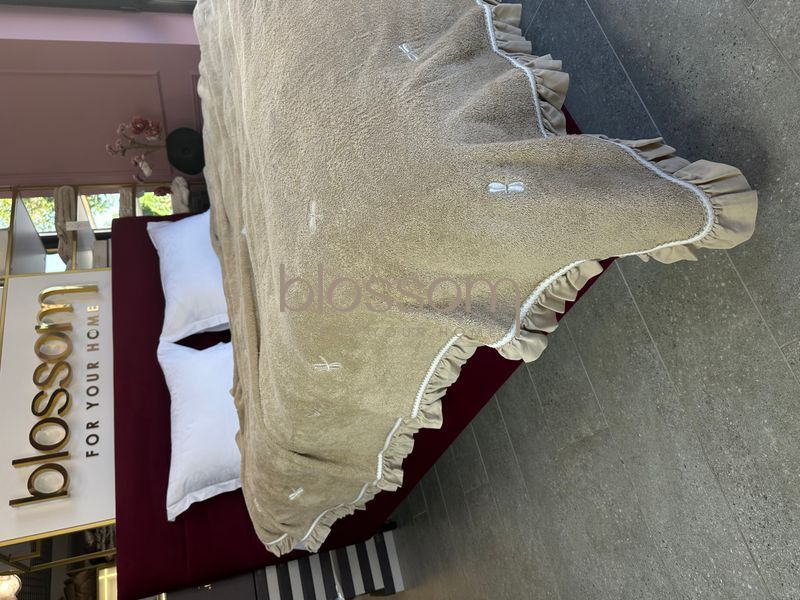 Махрове покривало з стрекозою LES AZZURES, bejge,160*240, MAISON D'OR 0721 фото