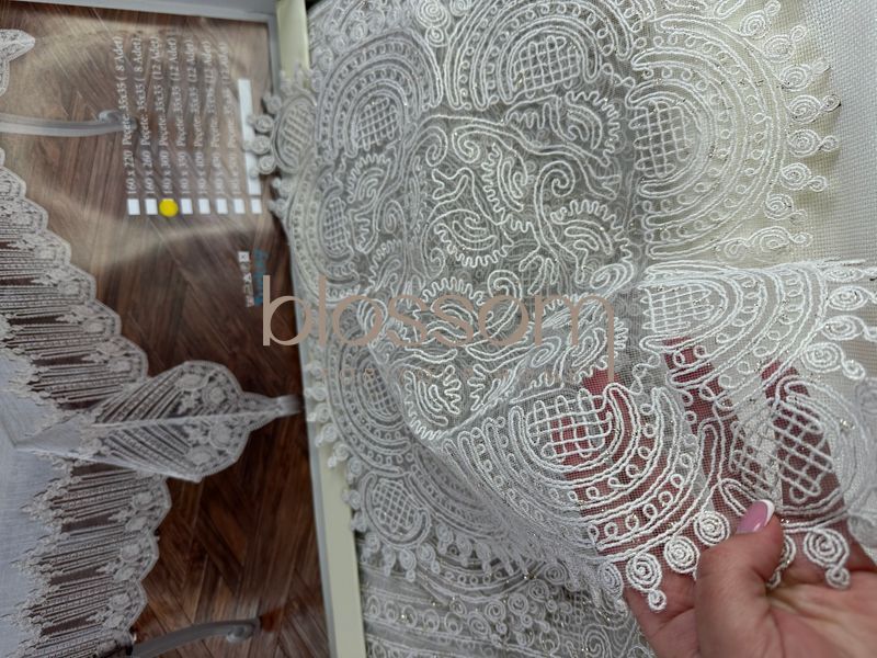 Скатертина та серветки з мереживом ZELINA set 180*300,EVLEN HOME 1131 фото