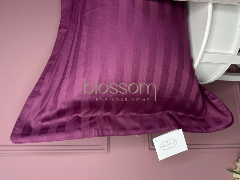 Сімейний комплект постільноі білизни сатин люкс в смужку JACQUARD bordo,TIVOLYO HOME 0247 фото