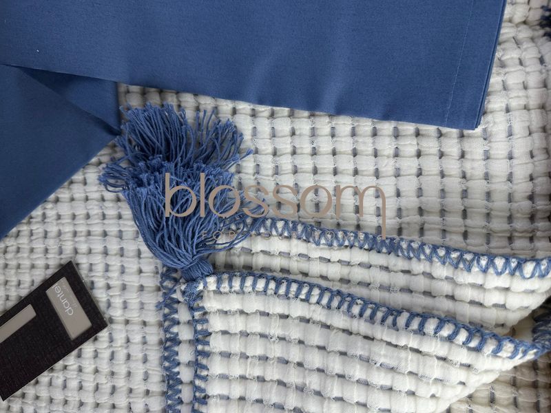 Літній комплект постільноі білизни  з мусліновим покривалом DRINA indigo,євро,DANTELA 1138 фото