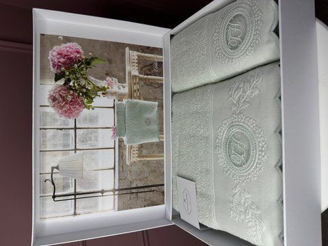 Комплект махрових рушників ANTOINETTE SU YESILI, TIVOLYO HOME 80215 фото