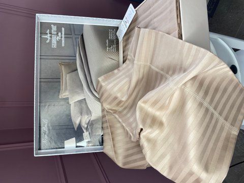 Комплект постільної білизни сатин в смужку Maison d'or, NEW RAILS beige , півтораспальний розмір 00750 фото