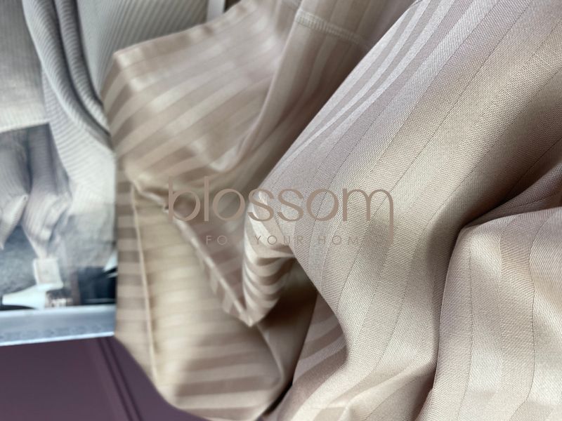 Комплект постельного белья сатин в полоску Maison d'or, NEW RAILS beige, полуторный размер 00750 фото