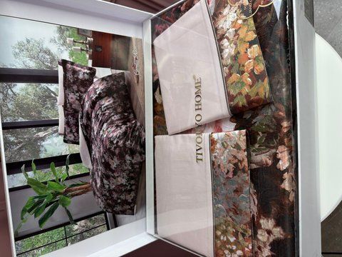 Сімейний Комплект постільноі білизни шовк-сатин GARDEN ROSE KRINKLE TIVOLYO HOME 6783 фото