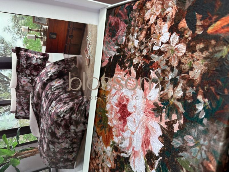 Сімейний Комплект постільноі білизни шовк-сатин GARDEN ROSE KRINKLE TIVOLYO HOME 6783 фото