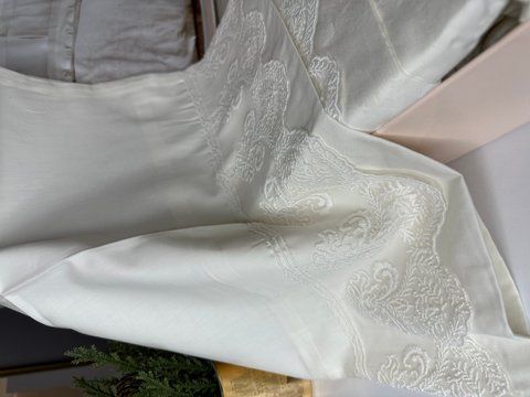 Постільна білизна з мереживом жакардова Maison D'or MIRABELLA DANTELA cream,євро 4556 фото