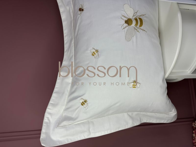 Комплект постельного белья с вышивкой люкс BEES, евро, TIVOLYO HOME 00958 фото