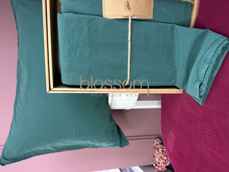 Постельное белье вареный хлопок LIMASSO, standart ,евро, dark green 0100 фото