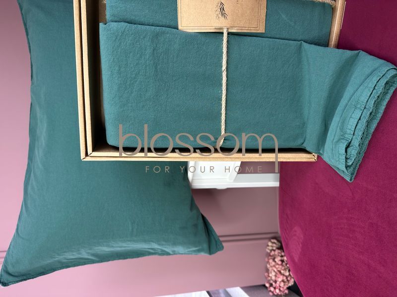 Постільна білизна варена бавовна LIMASSO, standart ,євро, dark green 0100 фото