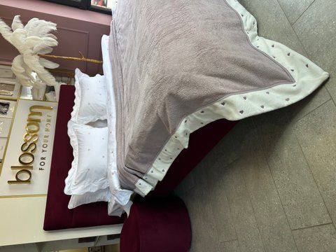 Махрове покривало з сердечками LAVOINE dark lilac,220*240, MAISON D'OR 00348 фото