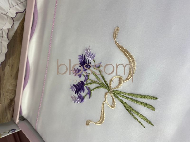 Комплект постільної білизни з вишивкою преміум сатин Maison d'or , LAVANDER, євро розмір 008 фото