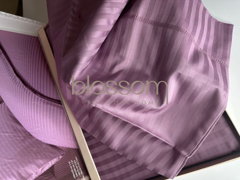Комплект постільної білизни сатин в смужку Maison d'or, New rails lilac, євро розмір 6463 фото