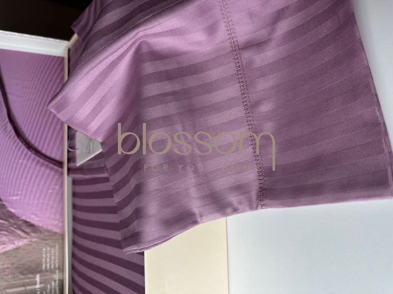 Комплект постільної білизни сатин в смужку Maison d'or, New rails lilac, євро розмір 6463 фото