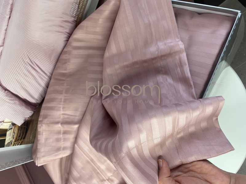 Комплект постільної білизни сатин в смужку Maison d'or, NEW RAILS rose, півтораспальний розмір 006 фото
