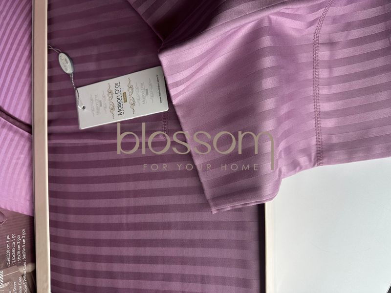 Комплект постільної білизни сатин в смужку Maison d'or, NEW RAILS lilac, півтораспальний розмір 6863 фото