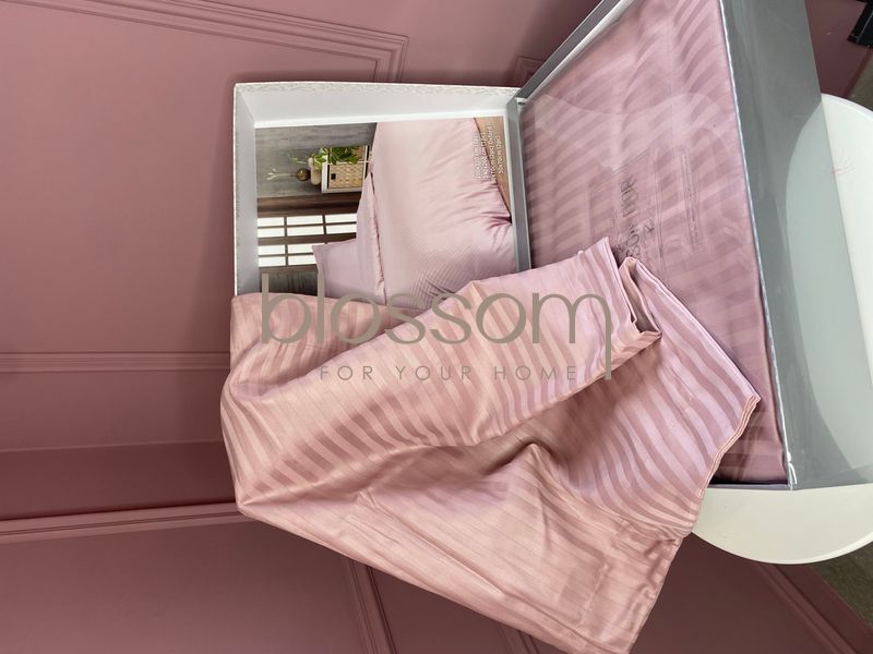 Комплект постільної білизни сатин в смужку Maison d'or, NEW RAILS rose, півтораспальний розмір 006 фото