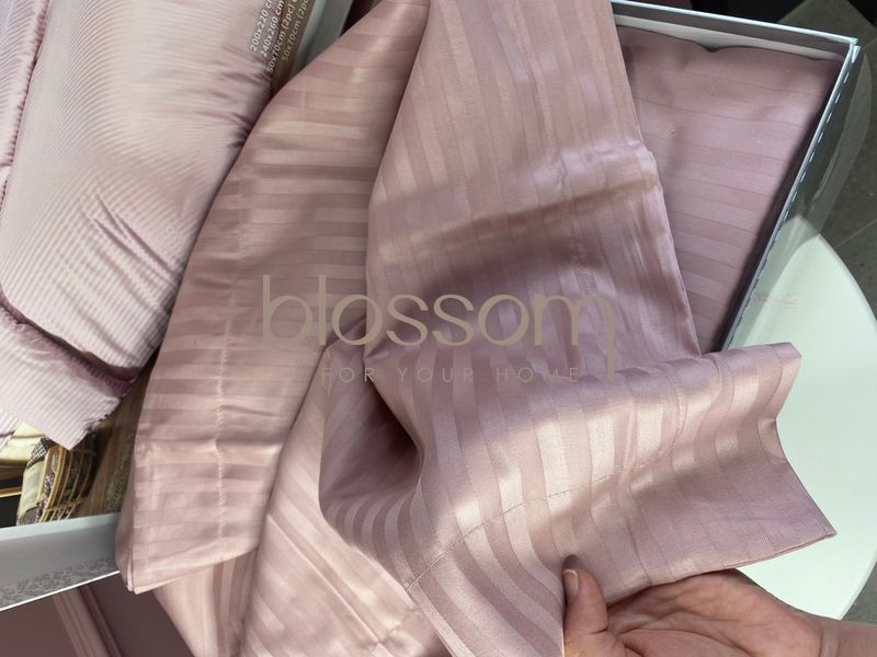 Комплект постільної білизни сатин в смужку Maison d'or, NEW RAILS rose, півтораспальний розмір 006 фото