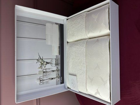 Комплект махрових рушників COLIBRI k.beyaz, TIVOLYO HOME 0236 фото