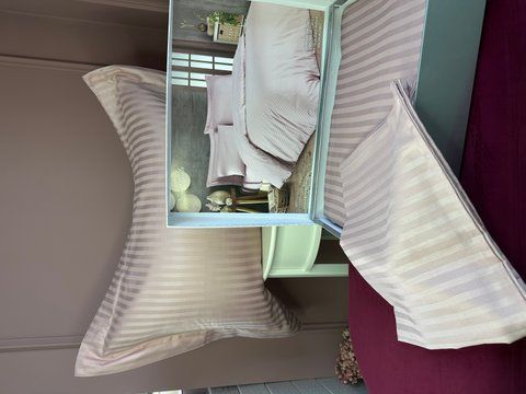 Комплект постільної білизни сатин в смужку Maison d'or, NEW RAILS rose, євро розмір 005 фото
