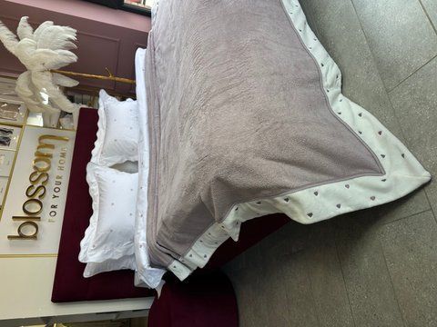 Махрове покривало з сердечками LAVOINE dark lilac,160*240, MAISON D'OR 00923 фото