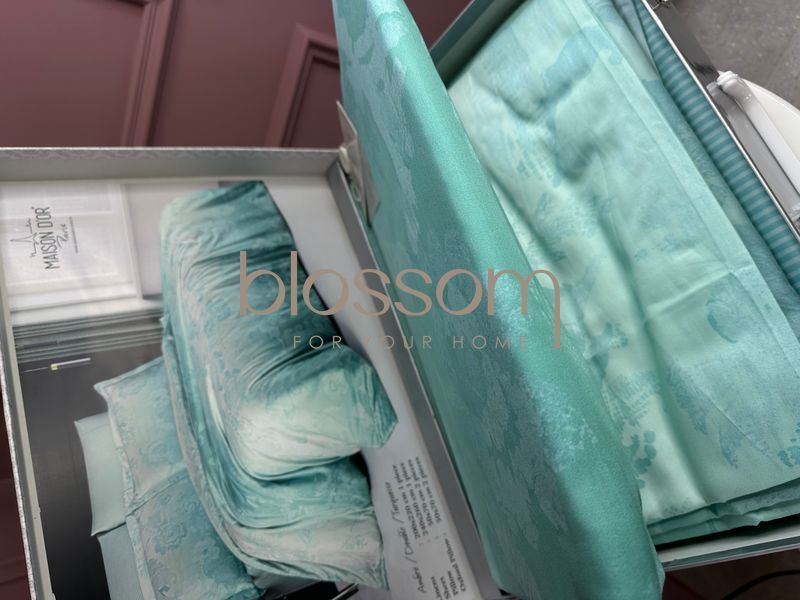 Комплект постільної білизни з тенселю євро AMBRE turquoise, Maison d'or 8735 фото