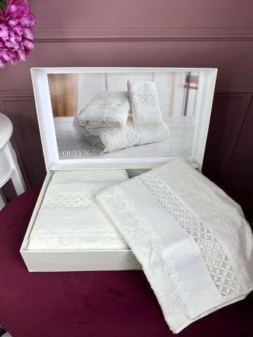 Комплект махрових рушників з мереживом QUEEN, GRAZIE HOME 0932 фото