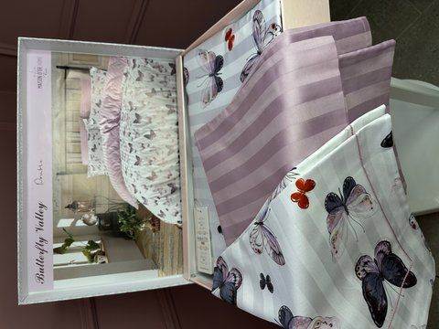 Комплект постільної білизни сатин BUTTERFLY VALEY lilac,Maison d'or, євро 1150 фото