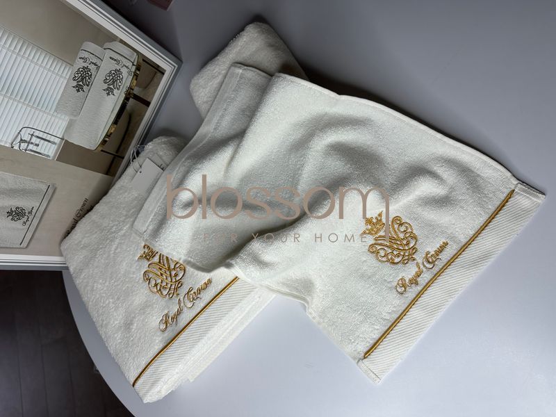 Набор махровых полотенец Maison D'or, royal crown, белый-золото 677654 фото