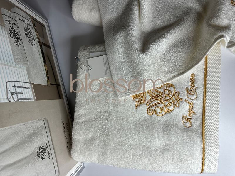 Набор махровых полотенец Maison D'or, royal crown, белый-золото 677654 фото