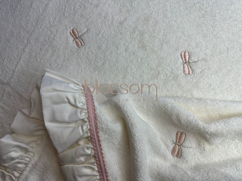 Махровое покрывало с вышивкой стрекозой LES AZZURES, rose, 220*240, MAISON D'OR 0094 фото