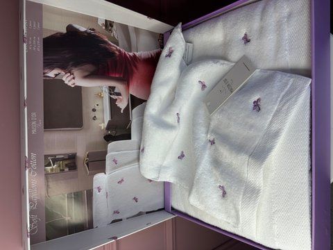 Комплект махрових рушників з вишивкою метелики Mаison D'or,reve de papillon, lilac 78899 фото