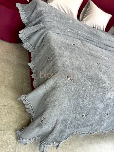 Махрове покривало з стрекозою LES AZZURES, grey,160*240, MAISON D'OR 0701 фото