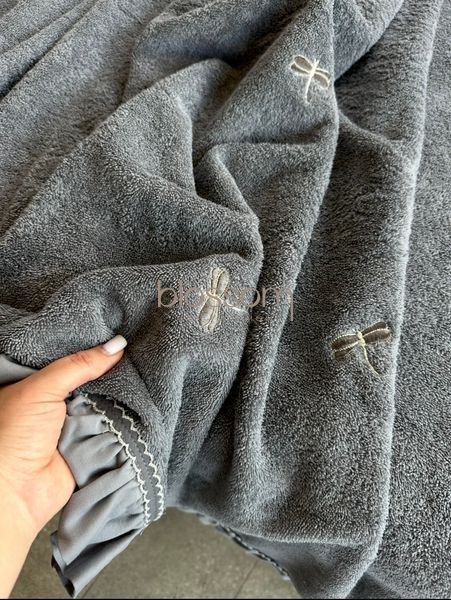 Махрове покривало з стрекозою LES AZZURES, grey,220*240, MAISON D'OR 0702 фото