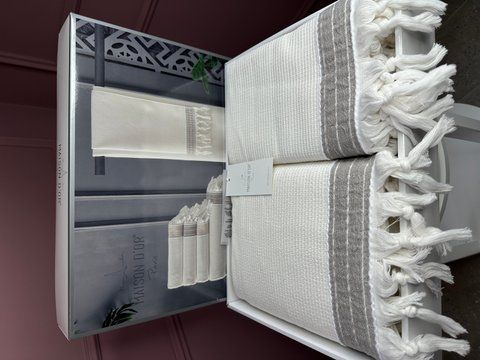 Комплект вафельних рушників  HARVEY ecru/grey , Maison d'or, 1109 фото