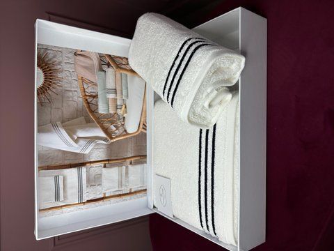 Комплект махрових рушників  LINE k.beyaz lacivert , TIVOLYO HOME 00334 фото