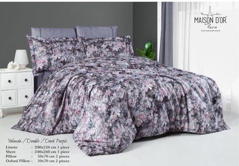 Комплект постільної білизни з тенселю євро  YOLANDA dark purple , Maison d'or,євро 1116 фото