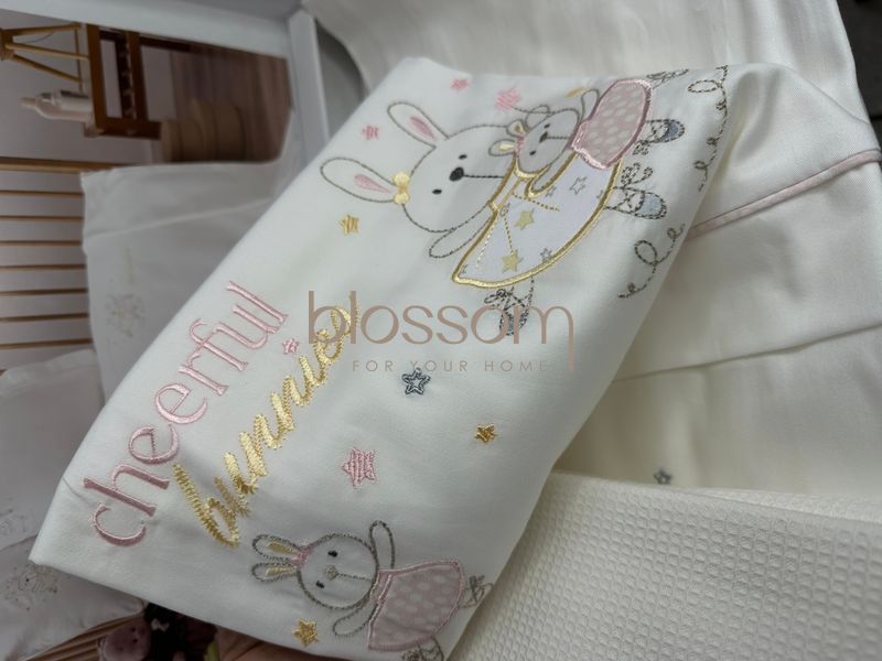 Комплект постільної білизни з пледом в ліжечко для немовлят MISS.BUNNY PEMBE BEBE TIVOLYO HOME 8682 фото