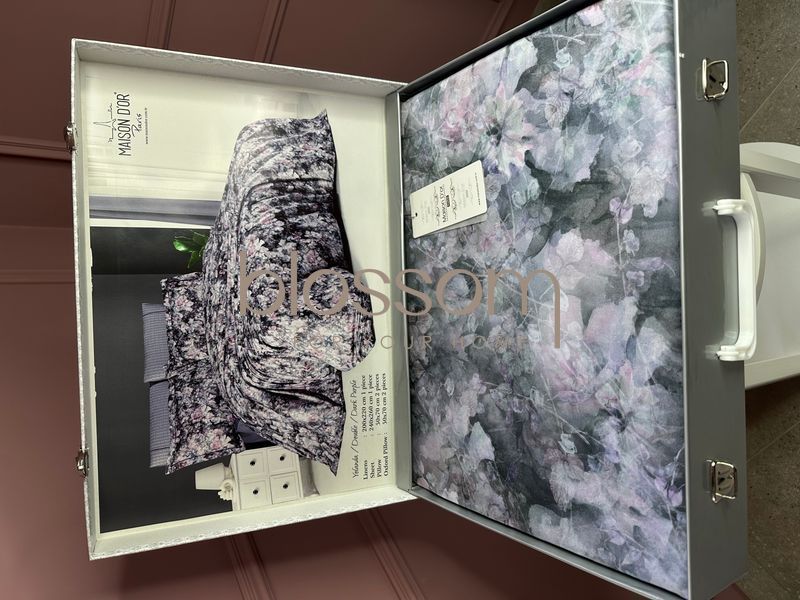 Комплект постільної білизни з тенселю євро  YOLANDA dark purple , Maison d'or,євро 1116 фото