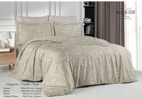 Комплект постільної білизни з тенселю євро MARGUERITES beige, Maison d'or 1117 фото