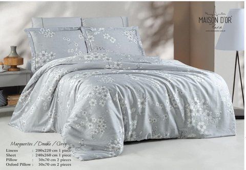 Комплект постільної білизни з тенселю євро MARGUERITES grey, Maison d'or 1118 фото