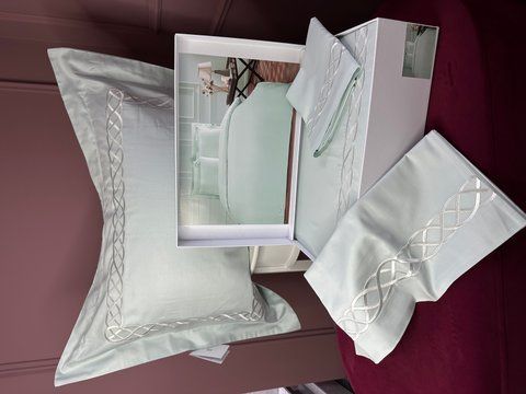 Cімейний комплект постільноі білизни сатин люкс CHAIN SU YESILI, TIVOLYO HOME 0204 фото