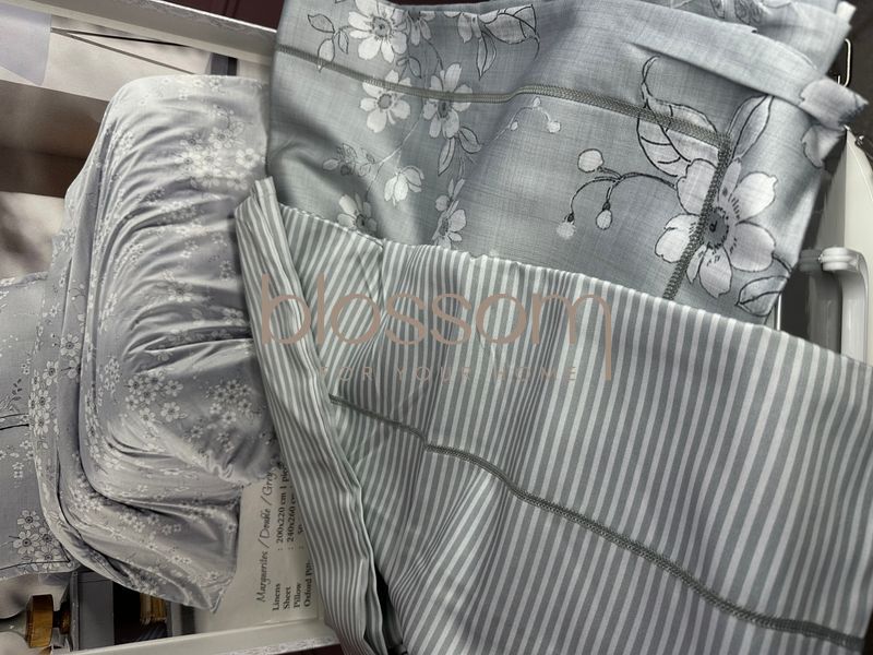 Комплект постільної білизни з тенселю євро MARGUERITES grey, Maison d'or 1118 фото